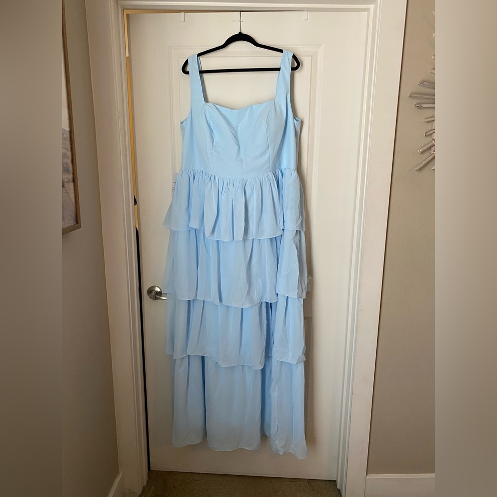 Elegant Light Blue Tiered Dress